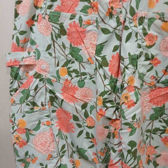 DULUTH TRADING Heirloom Gardening Short Overalls Large NWT Mint Summer Dahlia - Picture 10 of 16